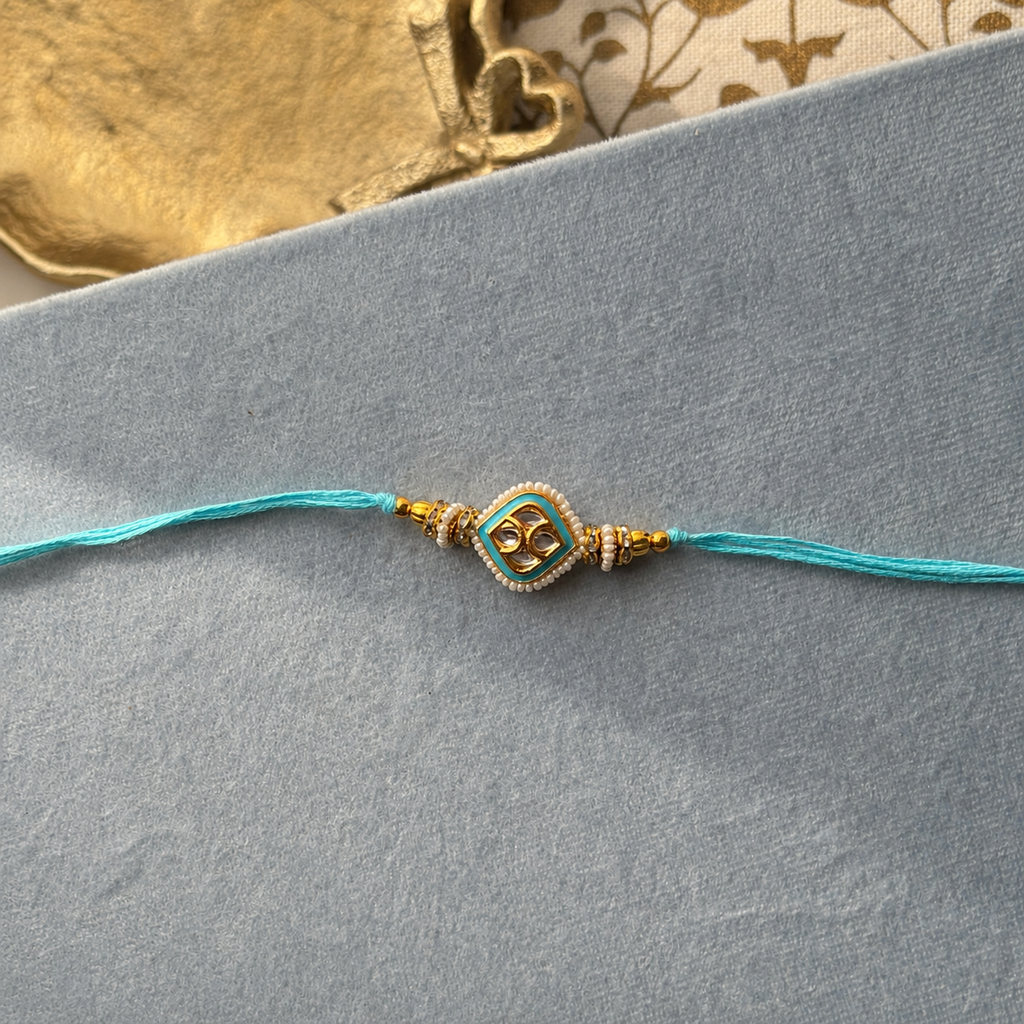 Aqua Kundan Rakhi