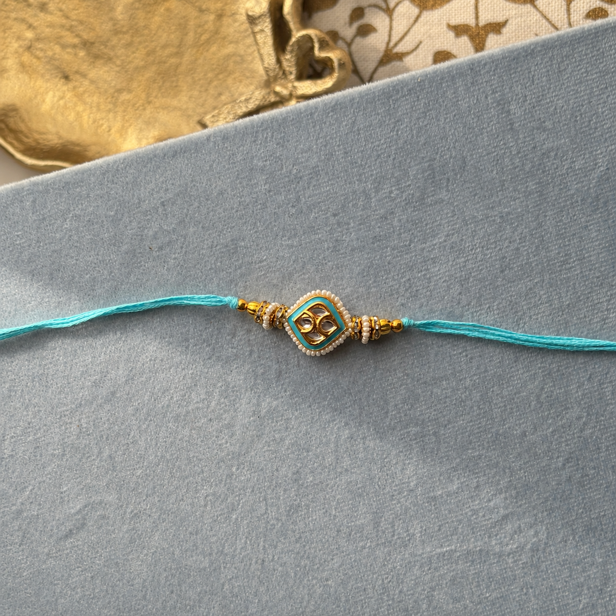 Aqua Kundan Rakhi