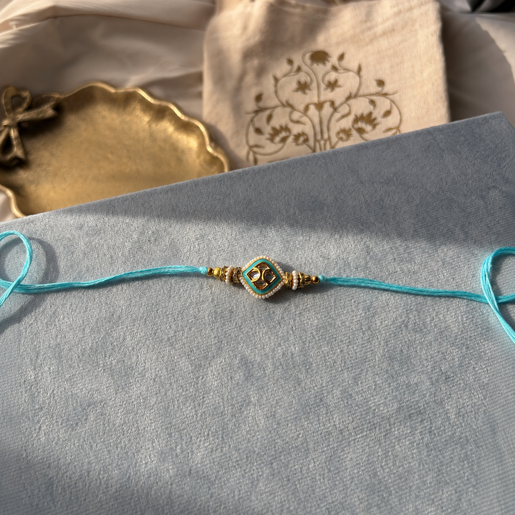 Aqua Kundan Rakhi