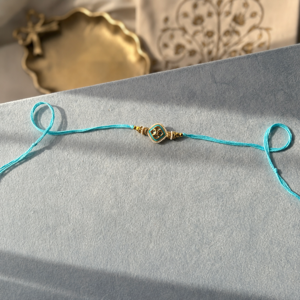 Aqua Kundan Rakhi