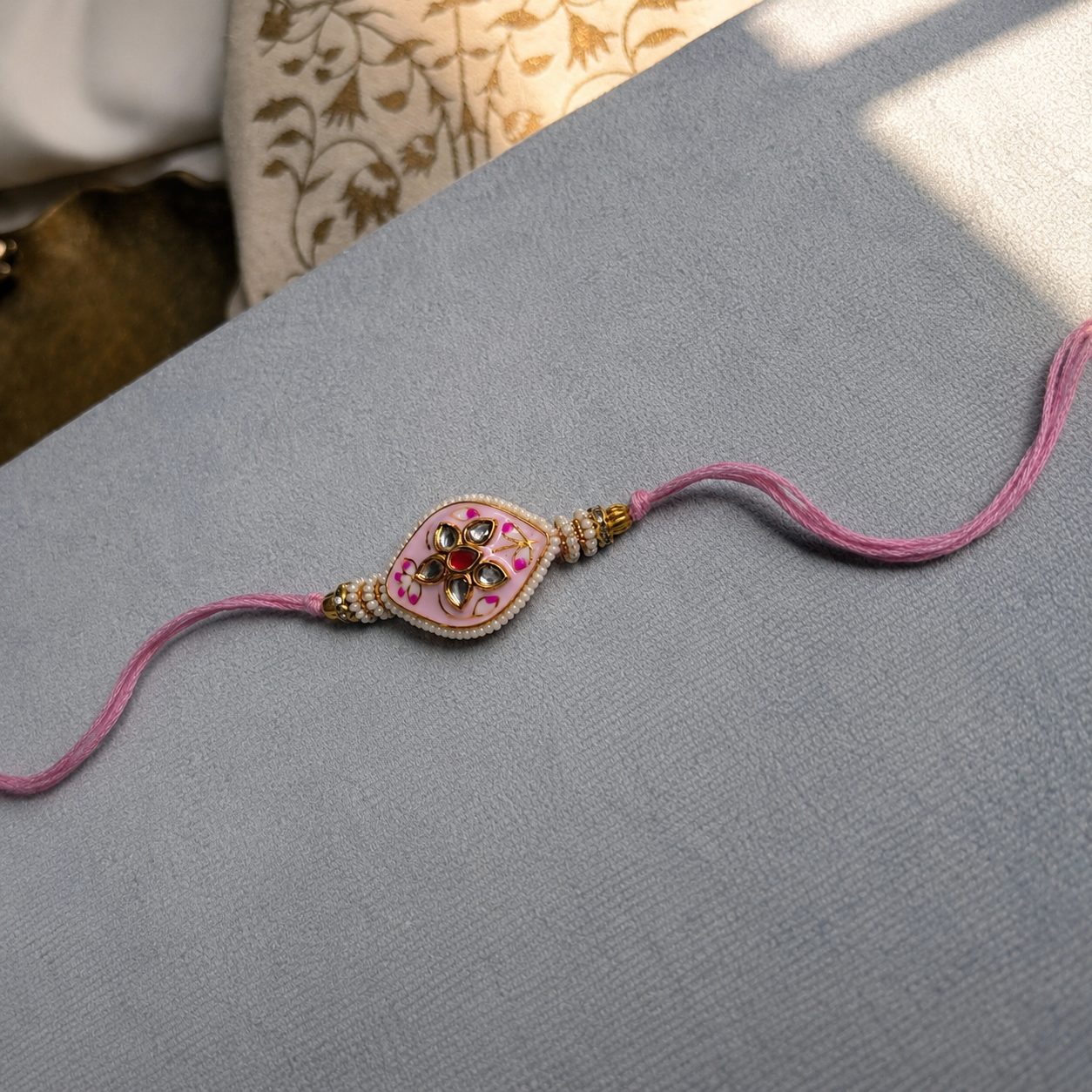 Floral Kundan Rakhi