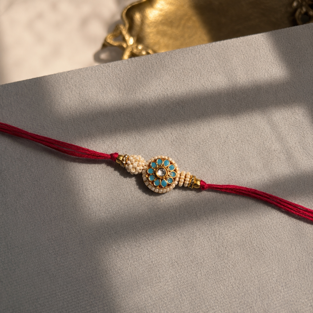 Turquoise Bloom Rakhi
