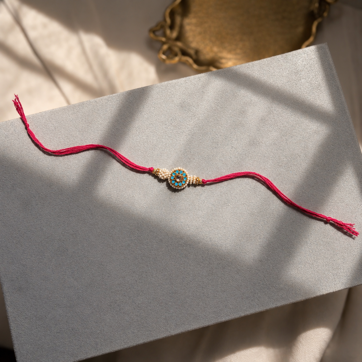 Turquoise Bloom Rakhi