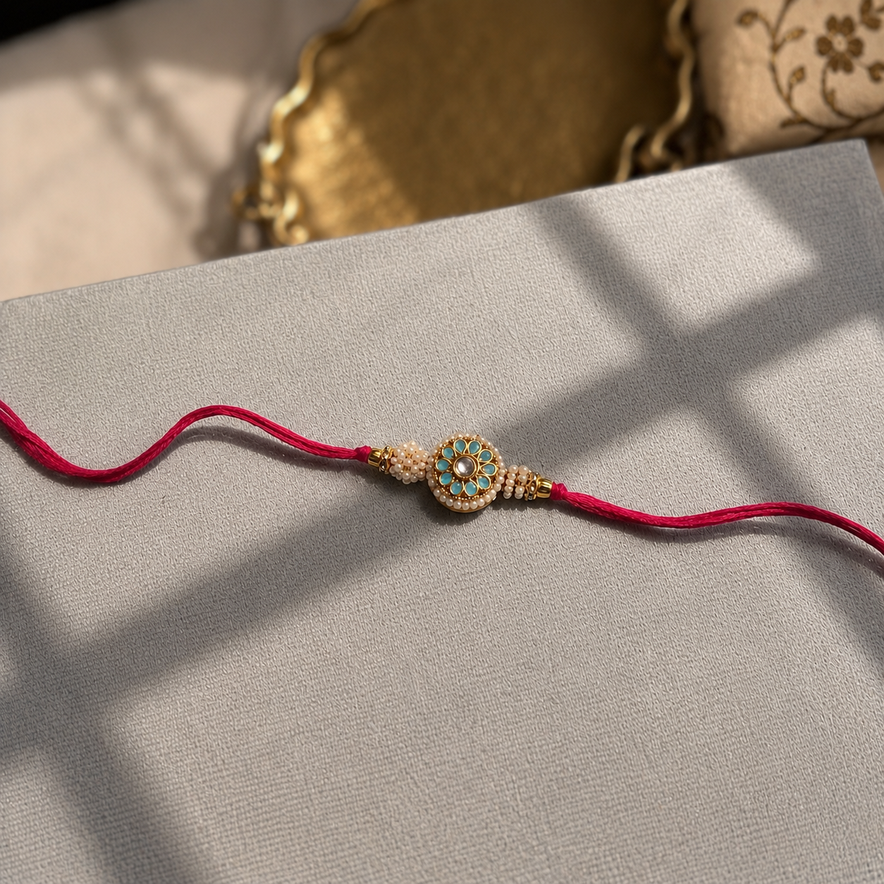 Turquoise Bloom Rakhi